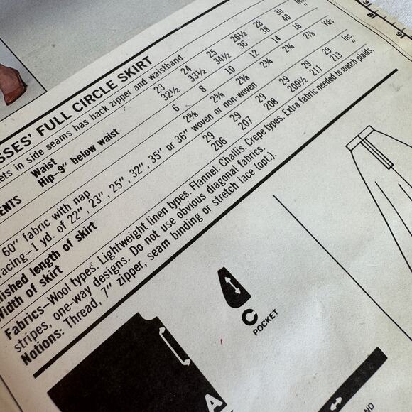 Simplicity 9181 Sewing Pattern Full Skirt Size 8,10,12 Miss waist 24-26.5" c1979 - Picture 3 of 5